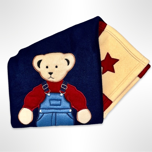 Blue Jean Teddy Bear Crib Blanket - Picture 7 of 9